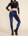 Women's Velvet Leggings | Blue Indigo Burnout Leopard