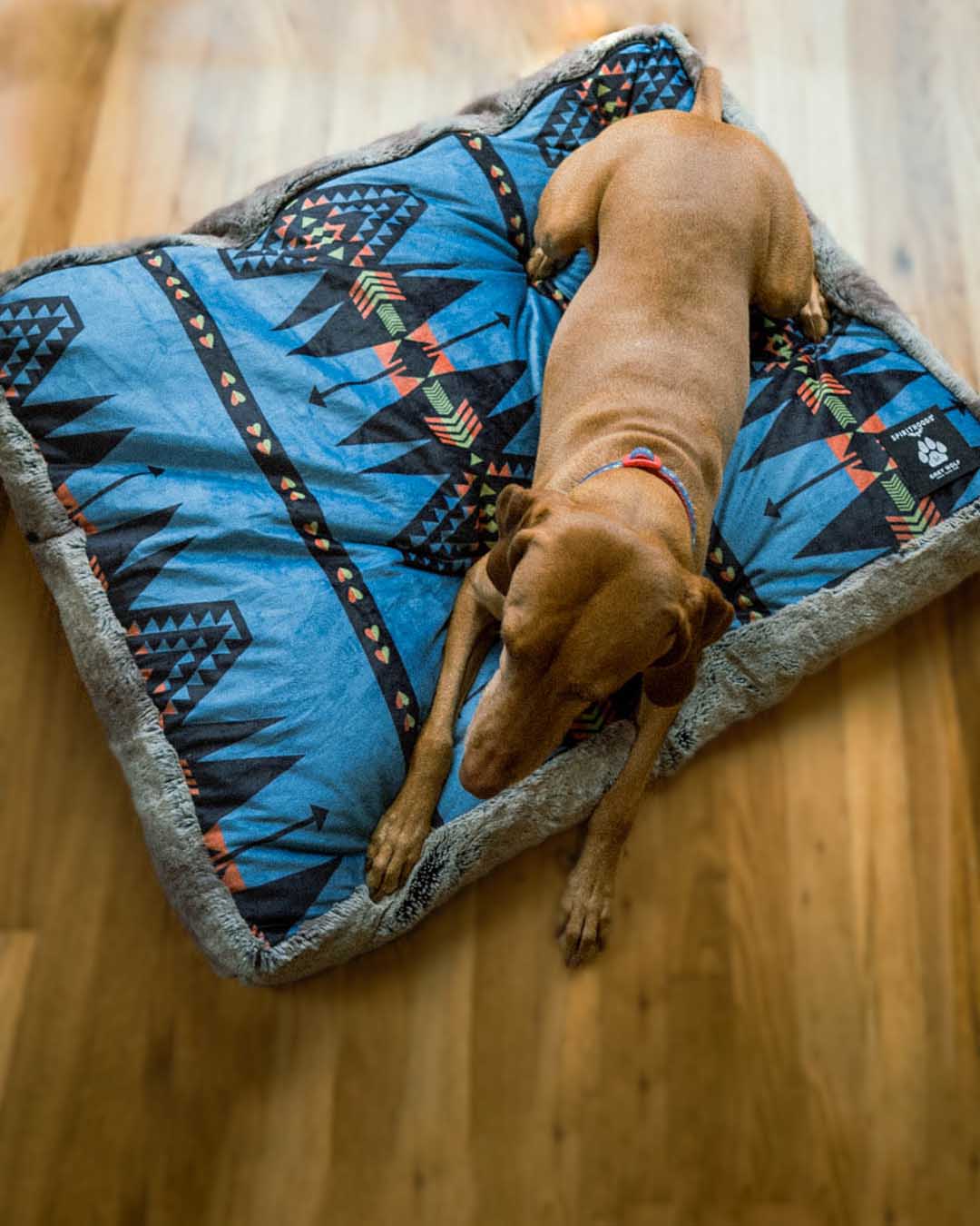 Dog Laying on Grey Wolf Ultra Soft Pet Bed