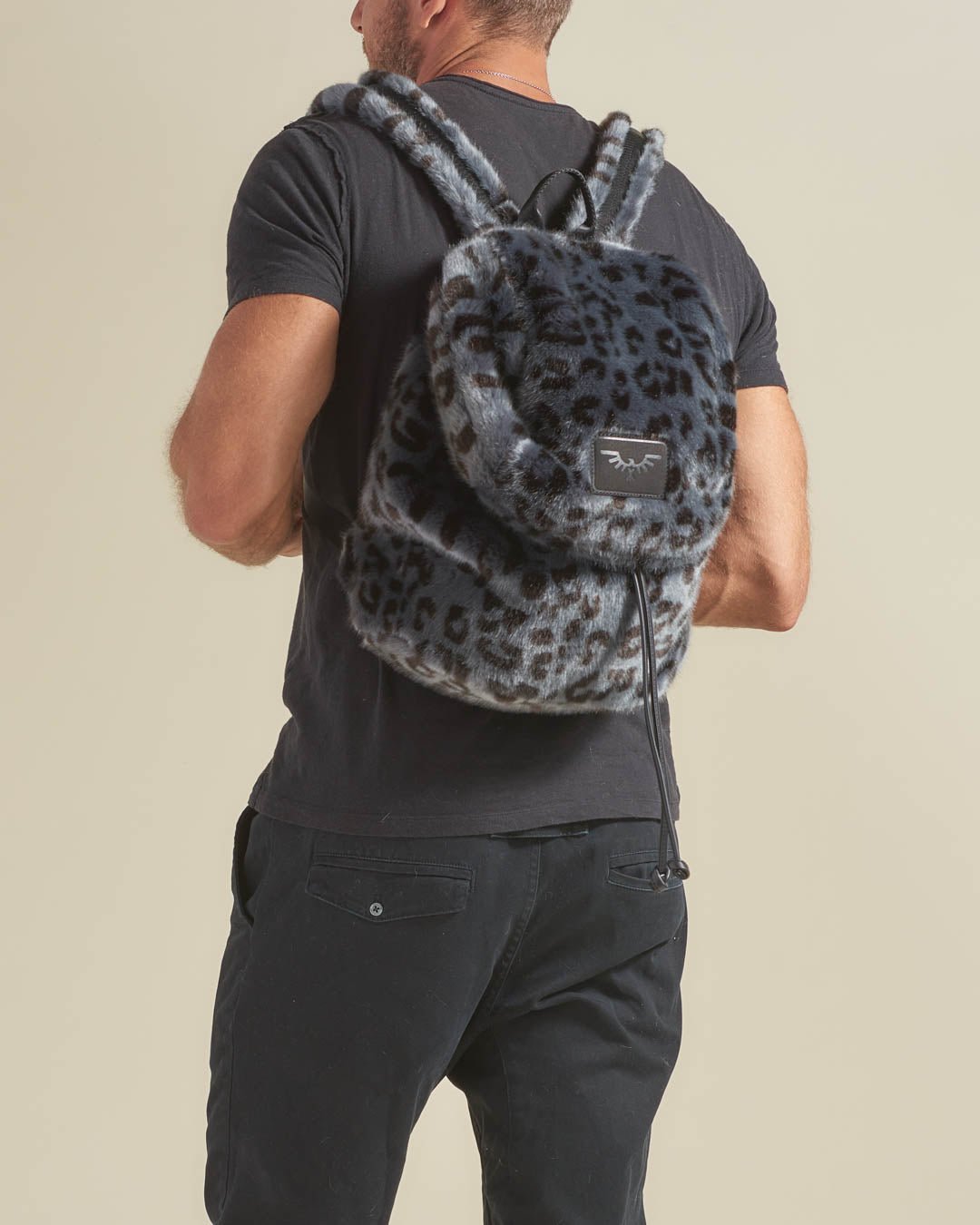 Slate Leopard Faux Fur Backpack SpiritHoods