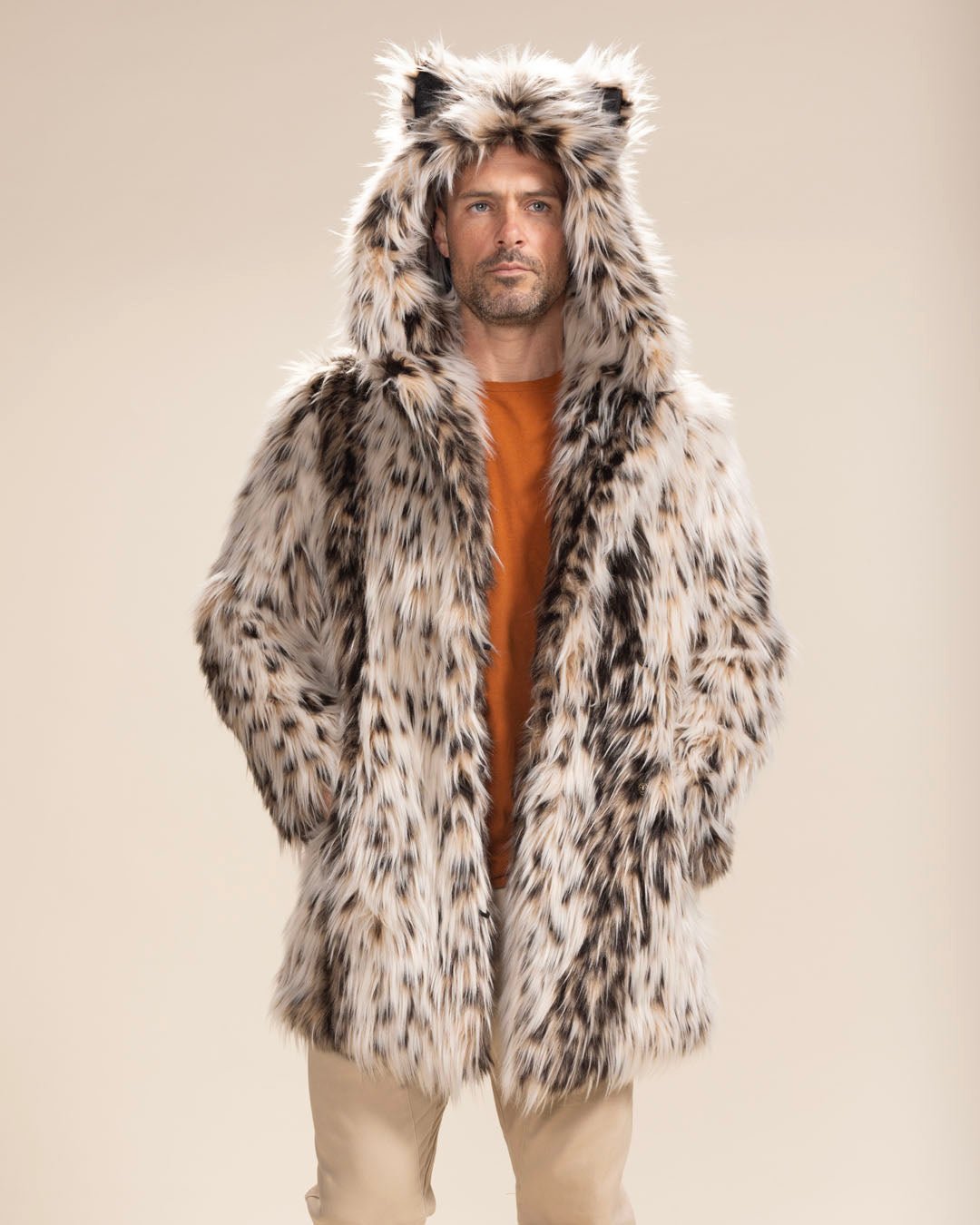 Men s Faux Fur Coat with Hood Lil Cheetah SpiritHoods