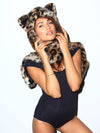 Leopard Faux Fur with Hood on Female