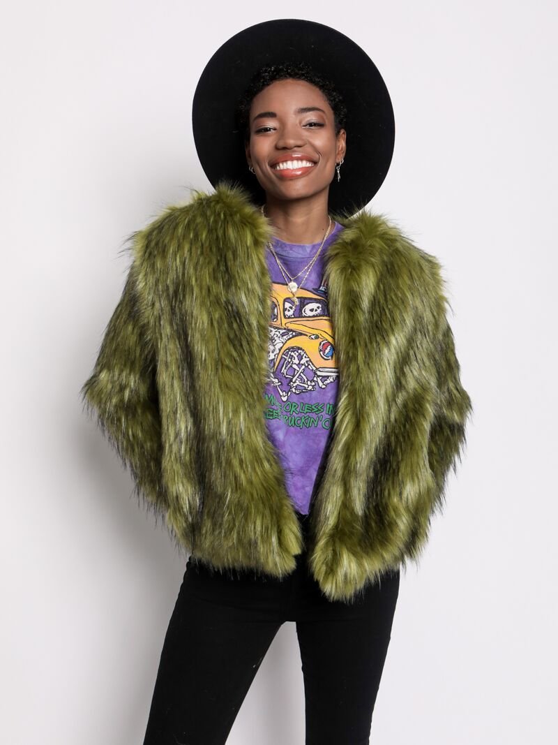 Cropped faux fur bomber jacket best sale