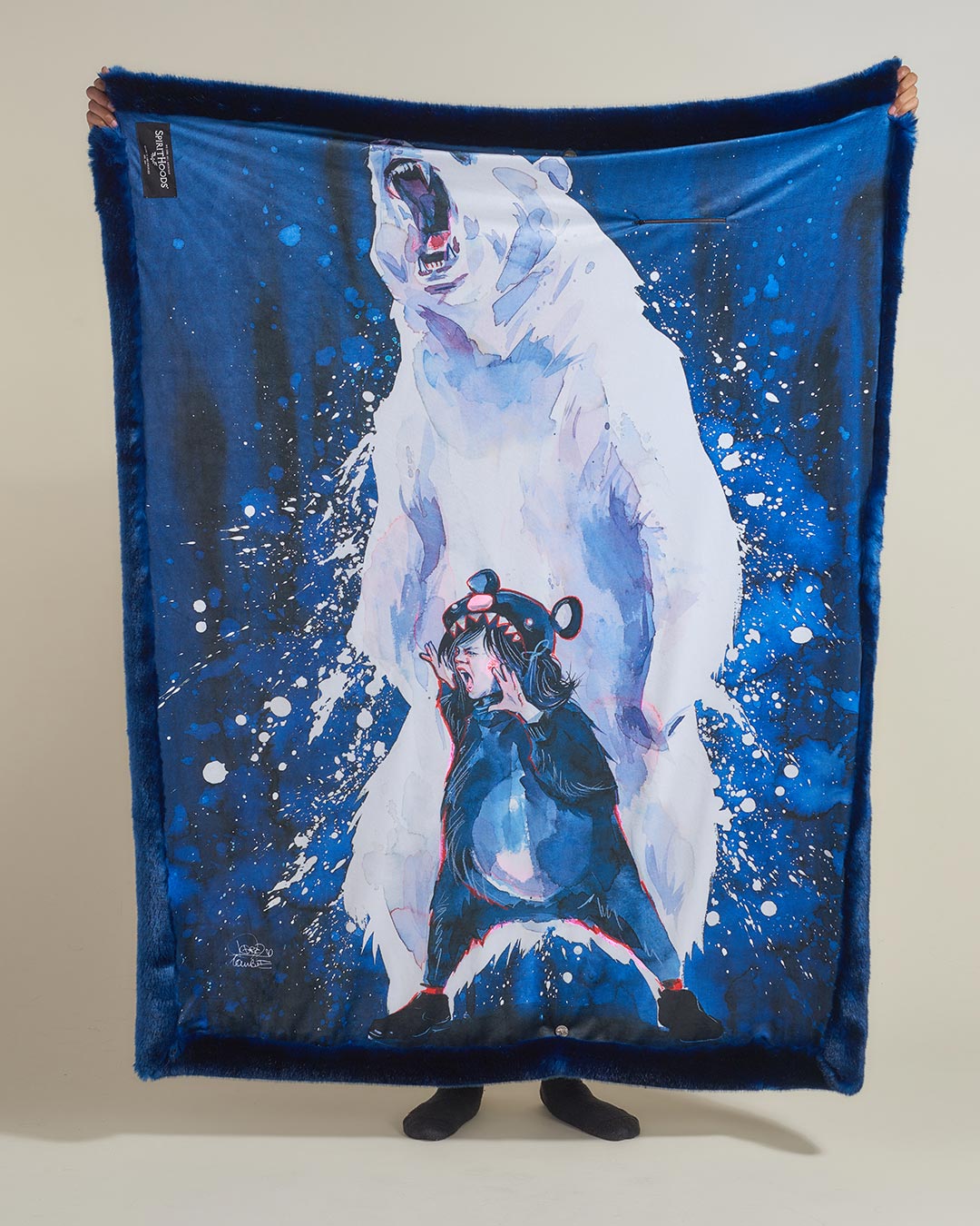 Lora Zombie Artist Edition Luxe Courage Polar Bear Faux Fur Throw - SpiritHoods