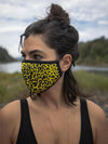 Copper-Threaded Face Mask with Neon Yellow Cheetah Design