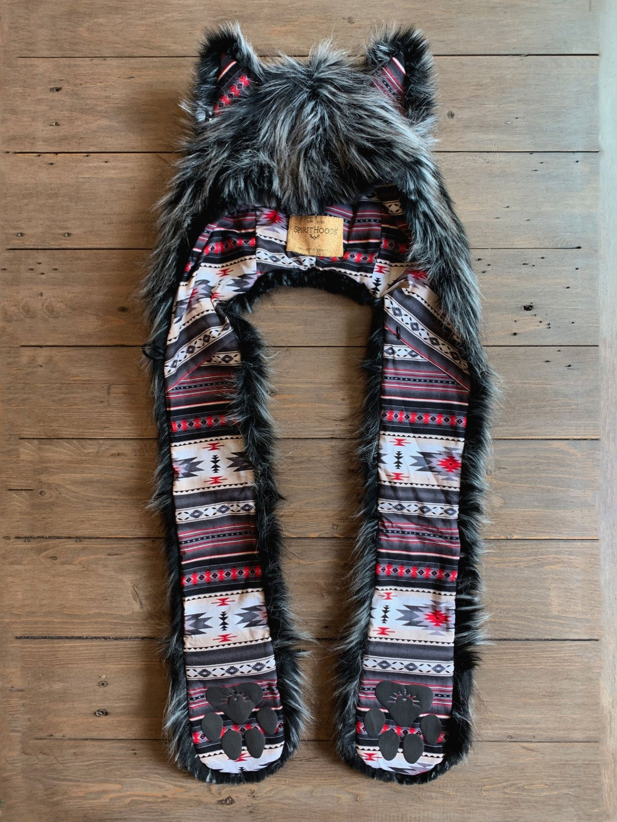 Grey and Black Limited Edition Night Fox Faux Fur SpiritHood 