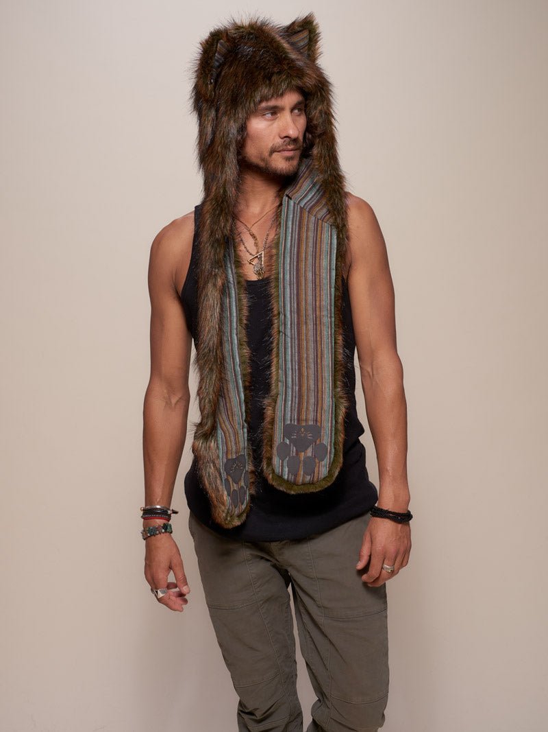 Man wearing faux fur Limited Edition Forest Fox Unisex SpiritHood