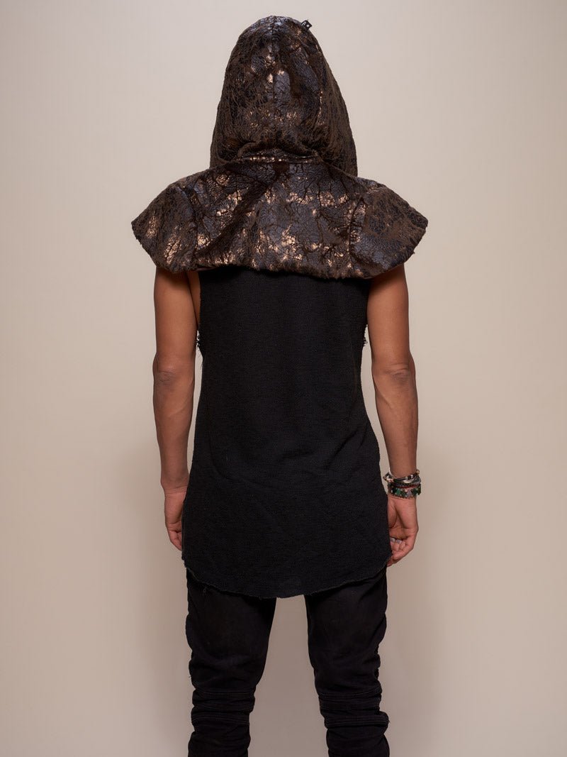 Man wearing Collector Edition Pangolin Faux Suede Shawl, back view