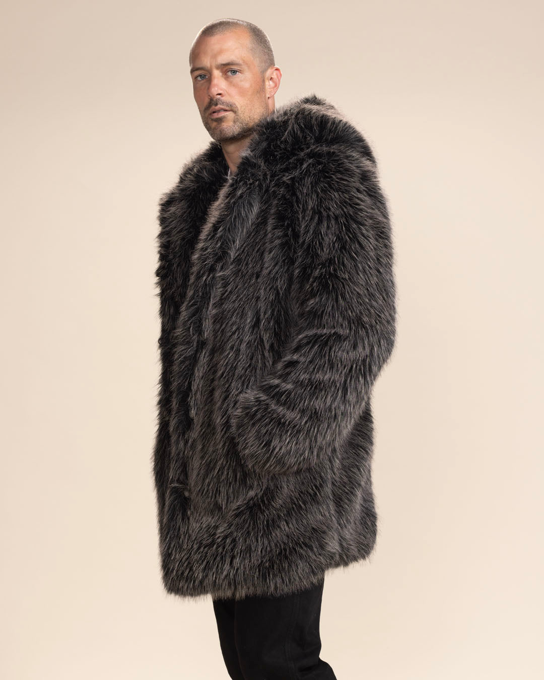 Hooded Men's Faux Fur Coat | Mackenzie River Wolf