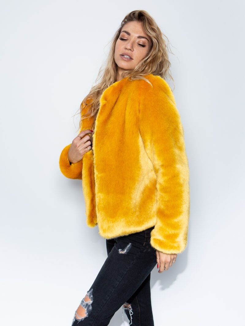 Faux Fur SpiritHood Golden Wolf Bomber 