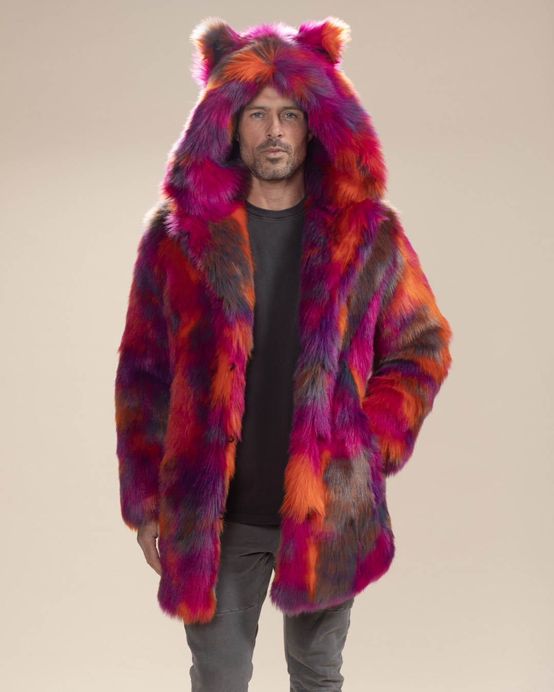 Calico Cat Men's Faux Fur Coat | Classic