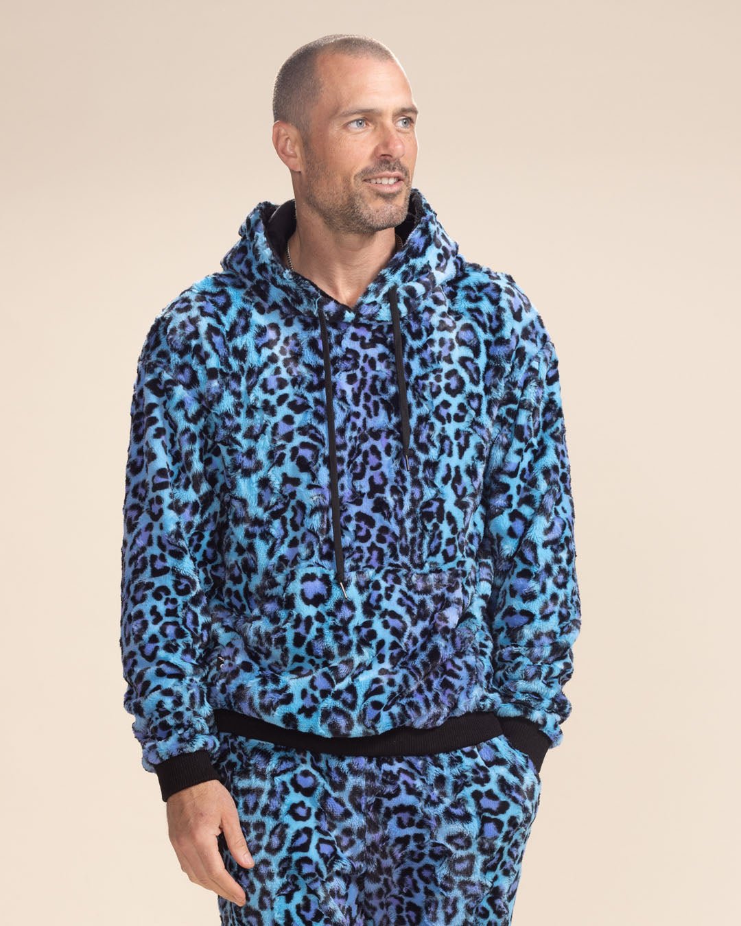 Classic Men's Fur Hoodie | Blue Lynx