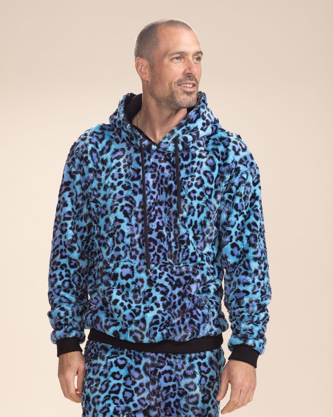 Classic Men's Fur Hoodie | Blue Lynx