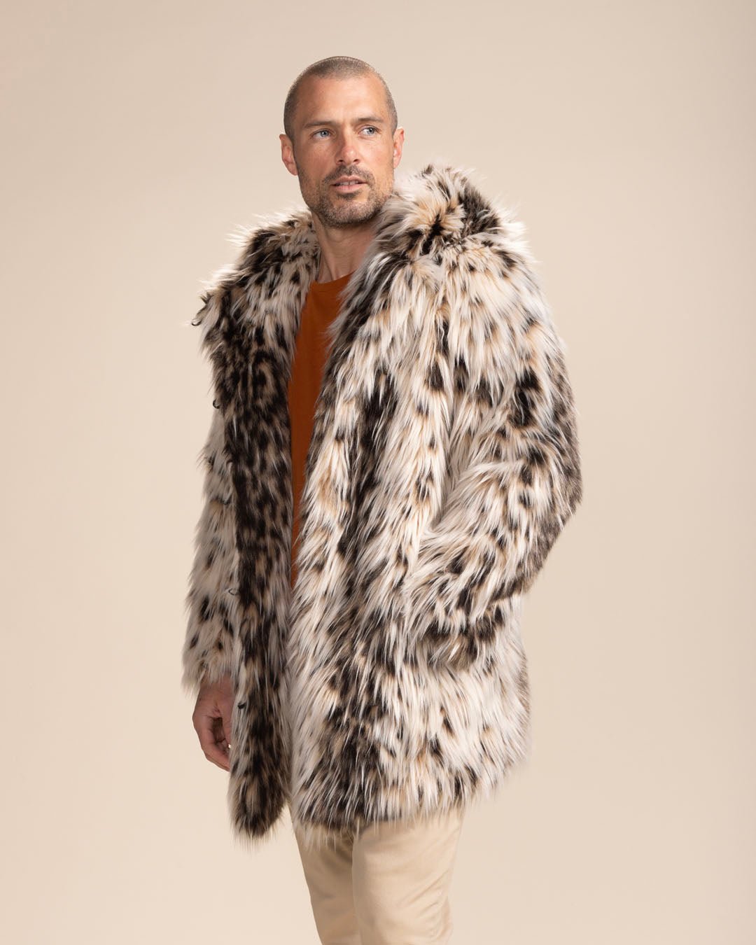 Men s Faux Fur Coat with Hood Lil Cheetah SpiritHoods