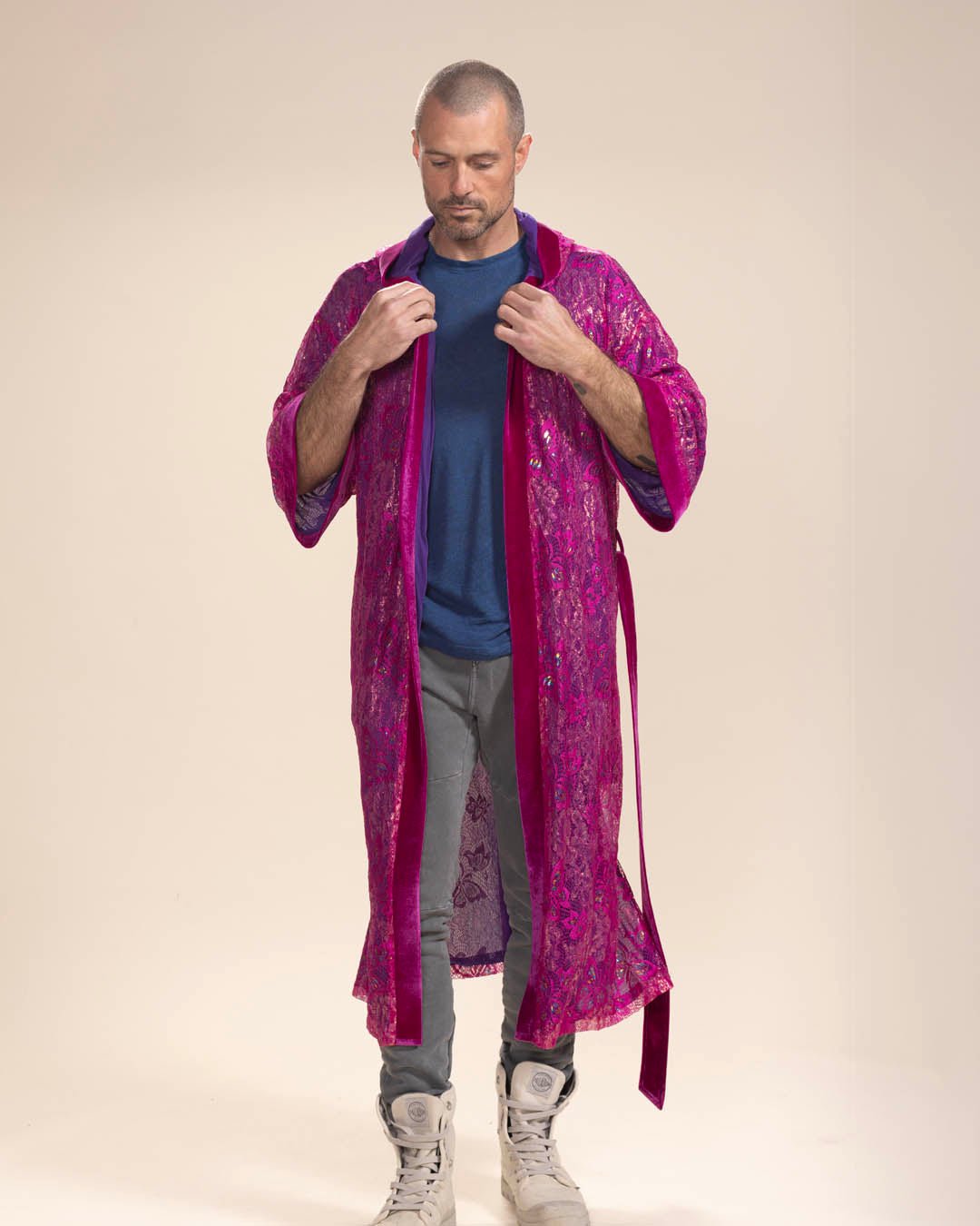 Men&#39;s Festival Kimono | Metallic Pink Butterfly