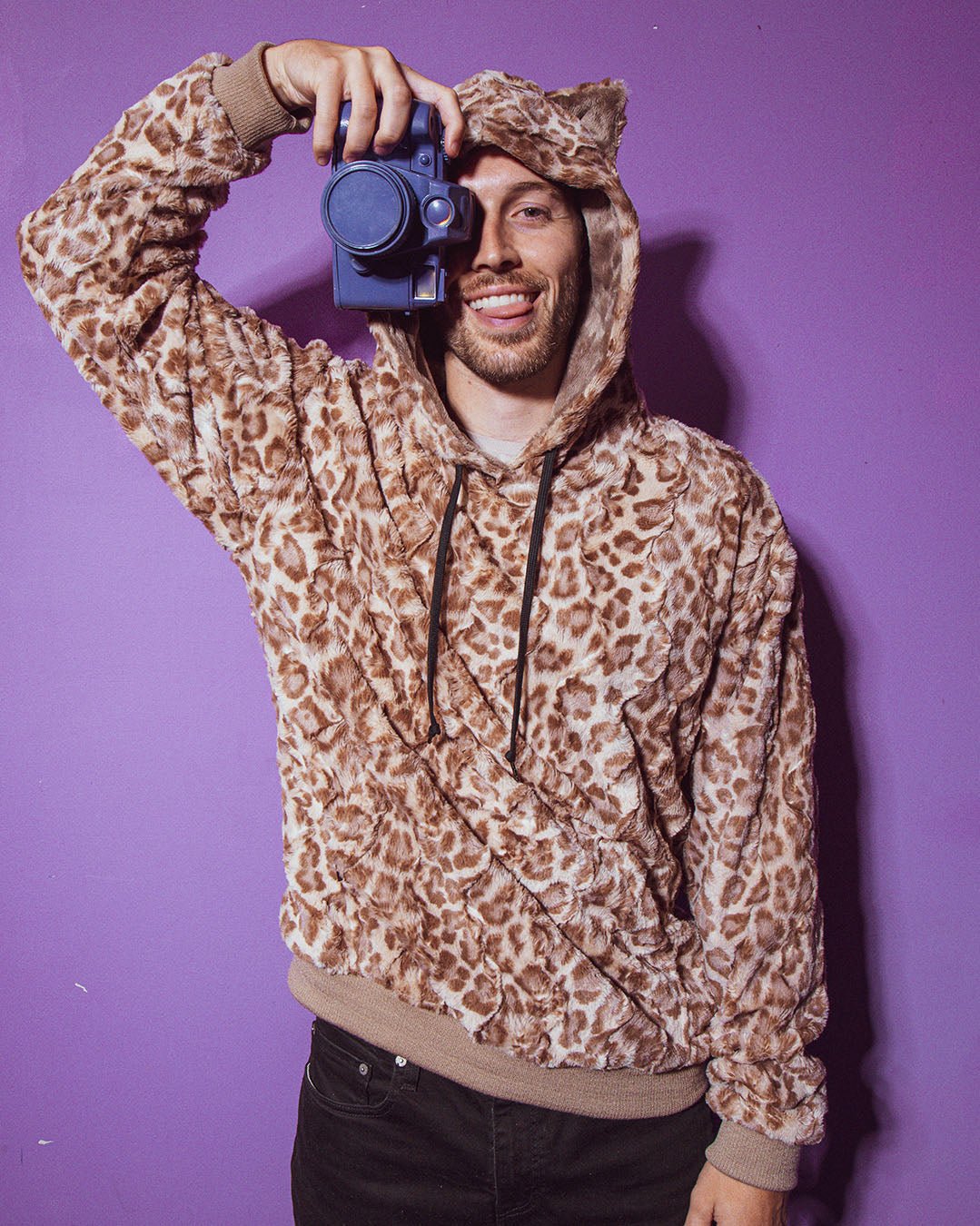 Strawberry Leopard Classic ULTRA SOFT Faux Fur Hoodie | Men&#39;s