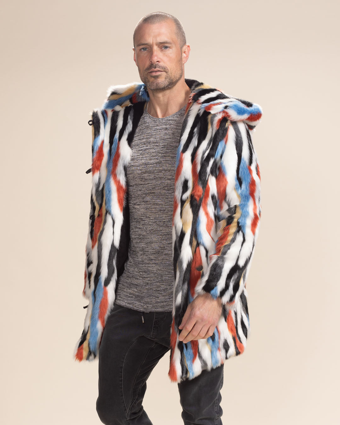 Hooded Men's Faux Fur Coat | Lucky Rabbit