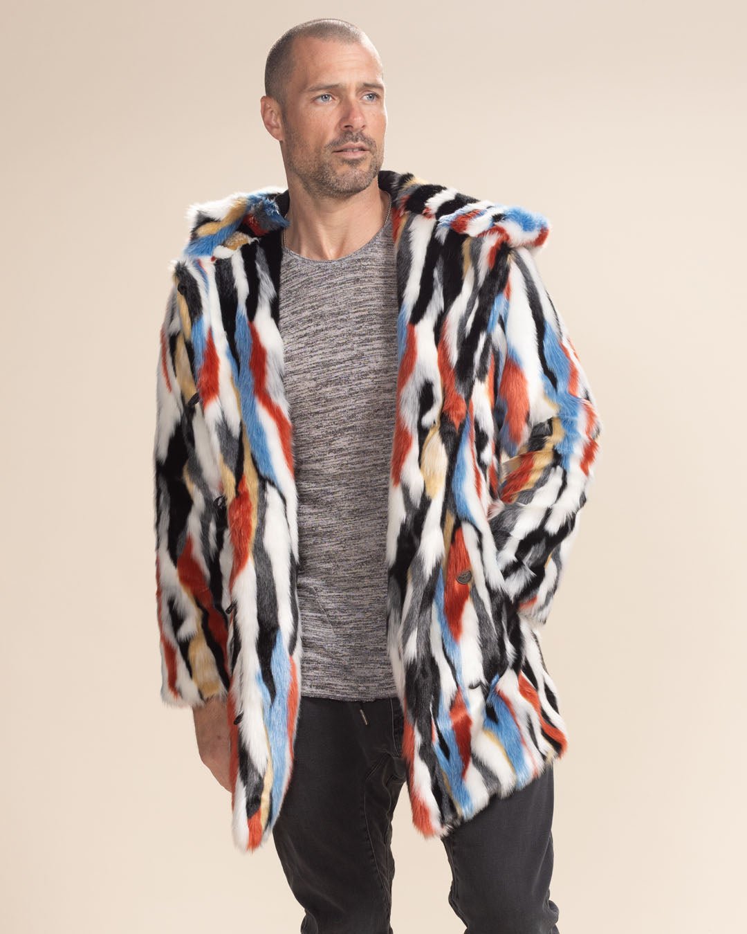 Hooded Men&#39;s Faux Fur Coat | Lucky Rabbit