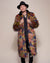 Male Wearing Parrot Calf Length Collared Faux Fur Coat 