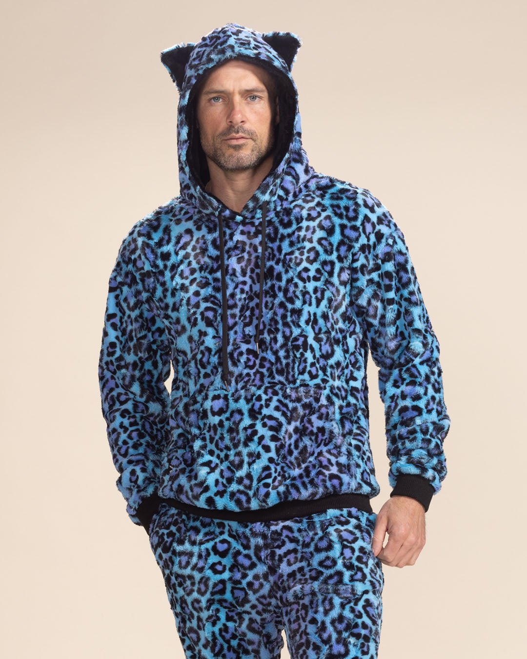 Classic Men&#39;s Fur Hoodie | Blue Lynx