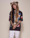 Man wearing Red Fox Faux Fur Hood, front view 5