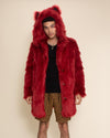 Red Velvet Wolf Classic Faux Fur Coat | Men's