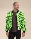 Men's Colorful Faux Fur Jacket | Neon Green Leopard