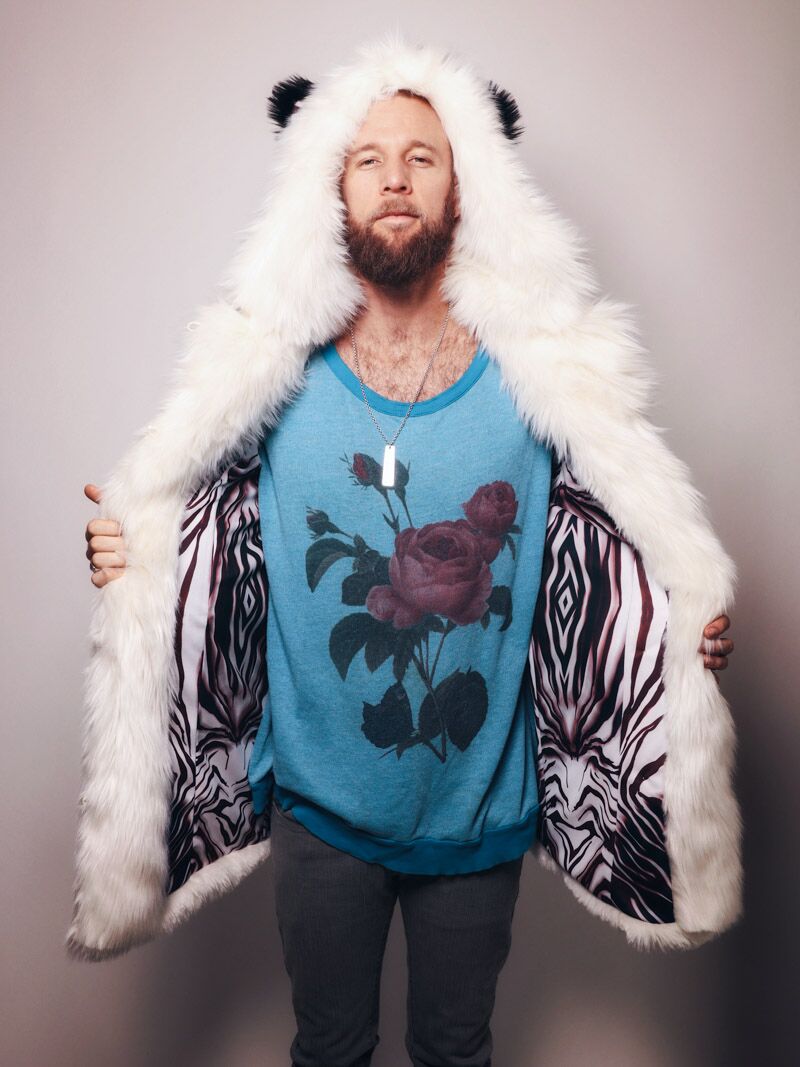 Man wearing Limited Edition Panda Faux Fur Coat