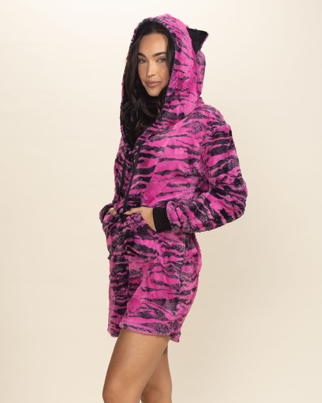 Raspberry Tiger Classic Collector Edition Ultra Soft Faux Fur Romper | Women's