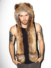 Man wearing Red Fox Faux Fur Hood, front view 3