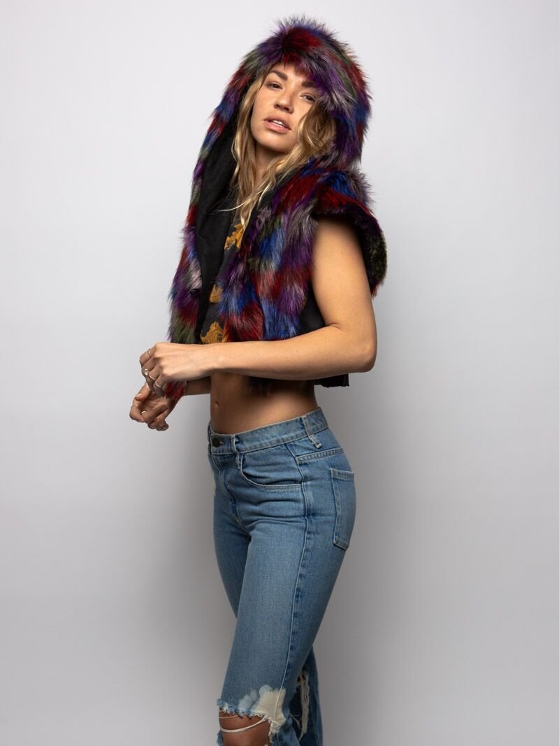 Limited Edition Parrot Hooded Faux Fur Shawl