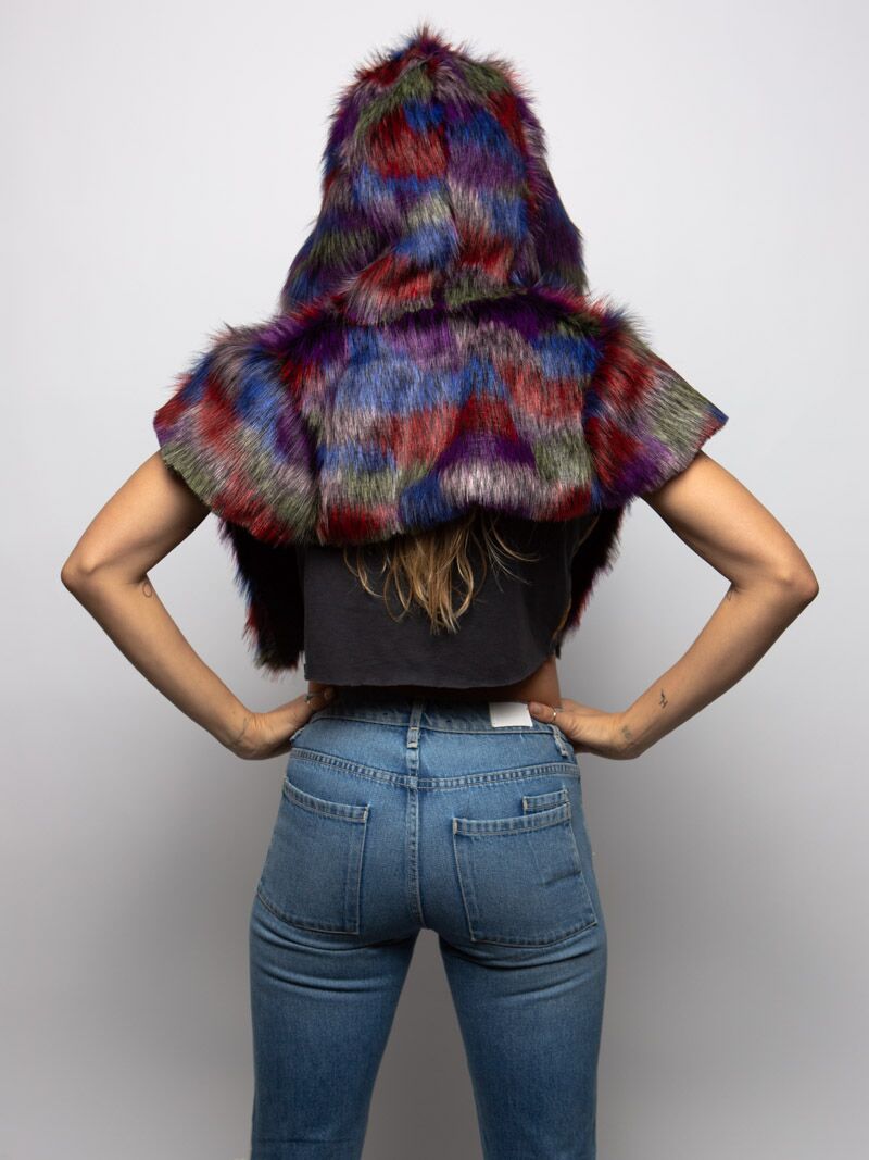 Limited Edition Parrot Faux Fur Shawl with Hood