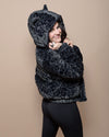 Classic Women's Black Hooded Puffer Jacket | Slate Leopard