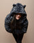 Classic Women's Black Hooded Puffer Jacket | Slate Leopard