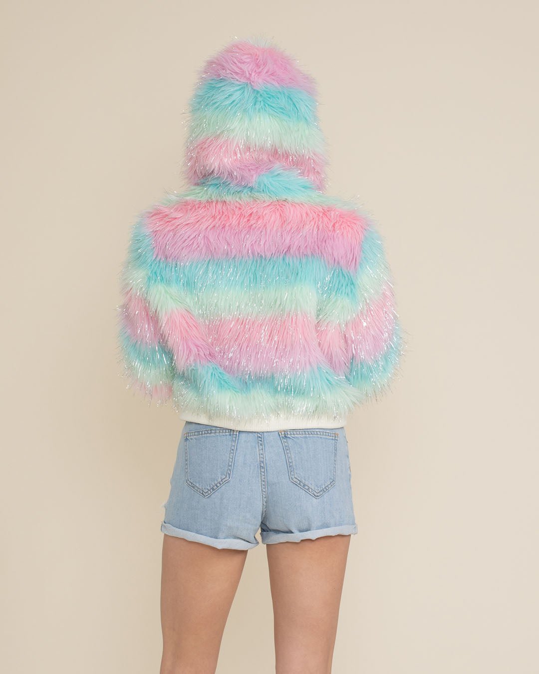 Hooded Women's Cropped Faux Fur Jacket | Doll Party