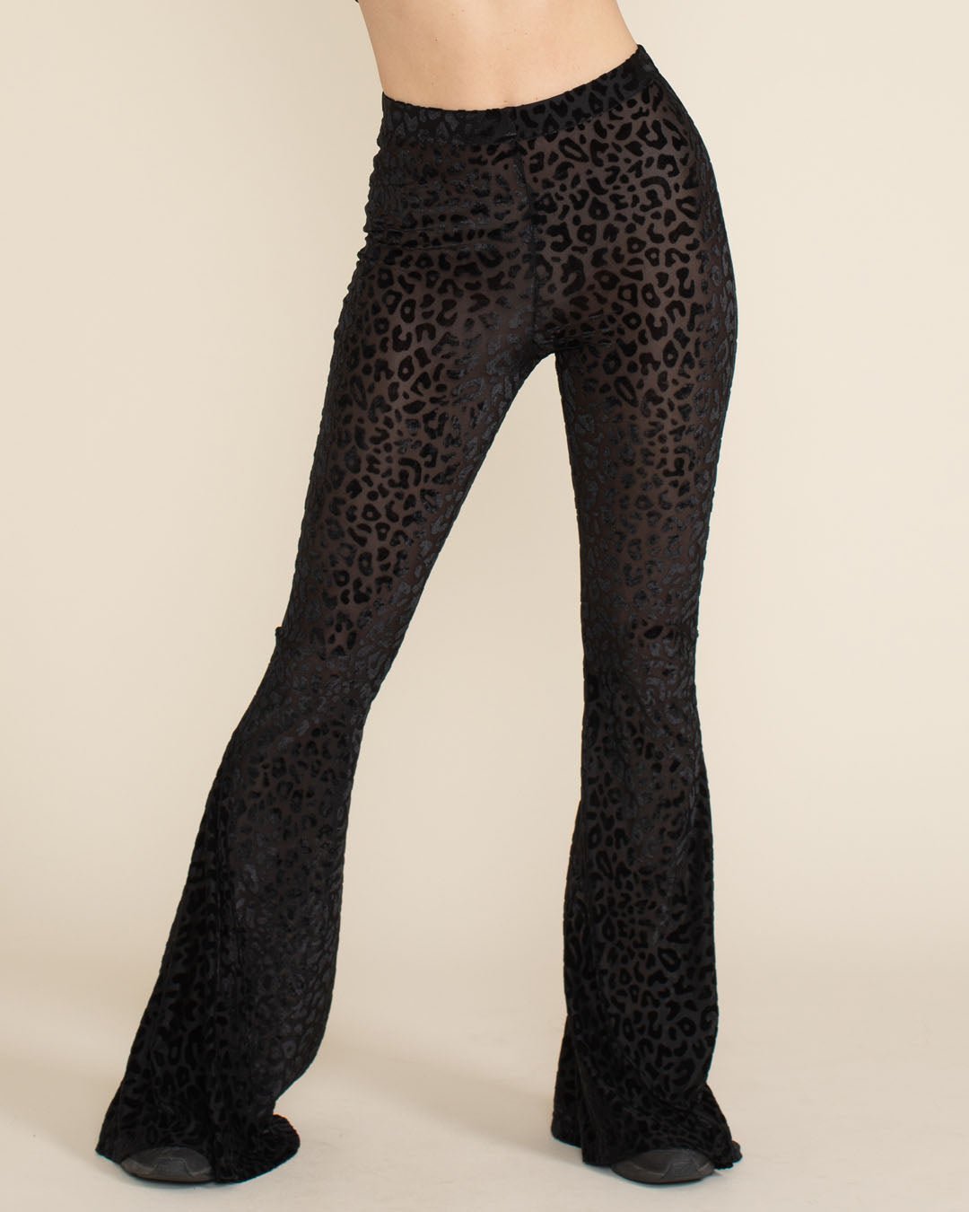 Women's Velvet Flare Pant | Black Burnout Leopard