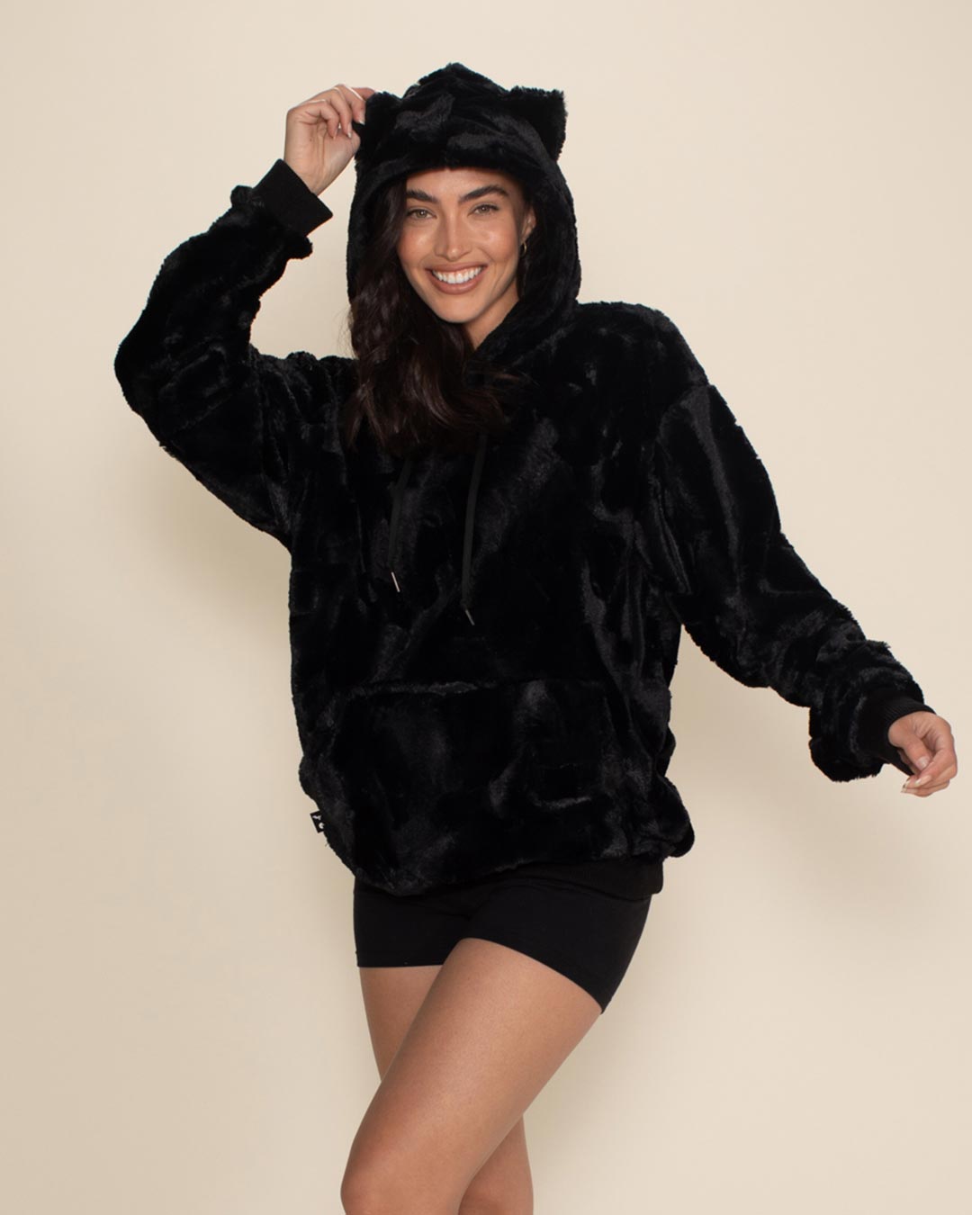 Classic Women's Fur Hoodie | Black Panther