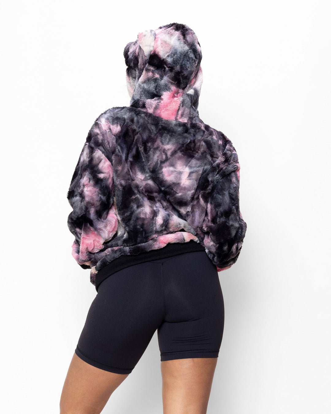 Classic Women's Fur Hoodie | Tie Dye Leopard