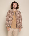 Men's Faux Fur Jacket | Tan Strawberry Leopard