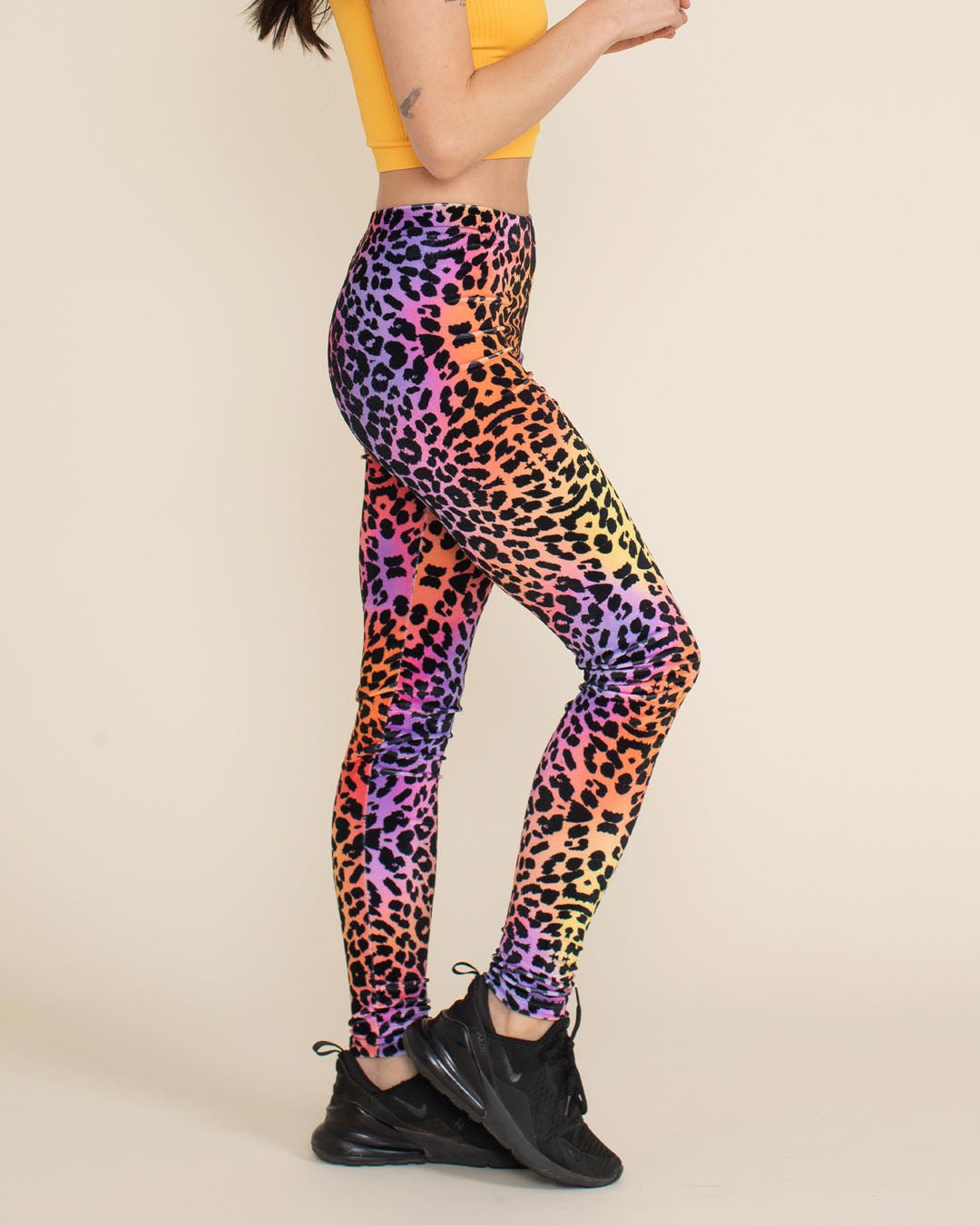 Women's Velvet Leggings | Sunset Leopard