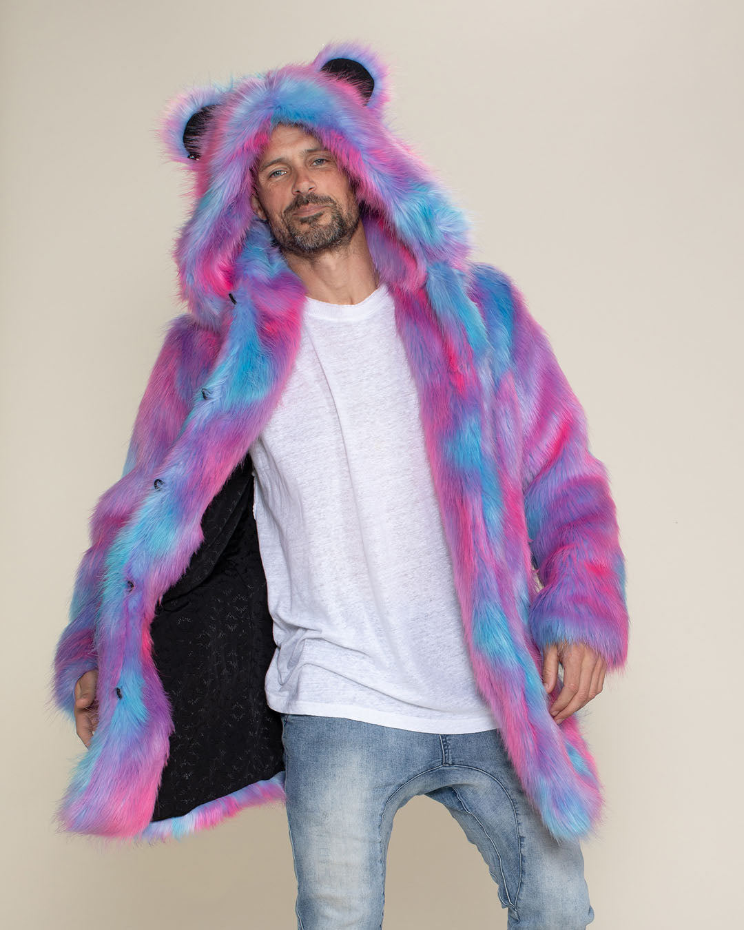 SpiritHoods Men's Panda Bear Classic Faux Fur Coat