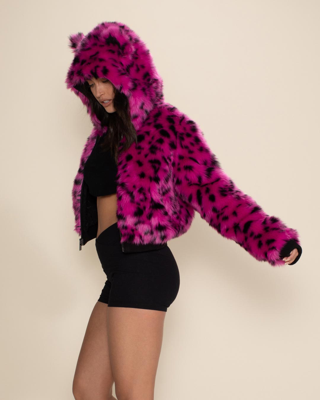 Pink Cheetah Classic Collector Edition Faux Fur Cropped Jacket | Women's