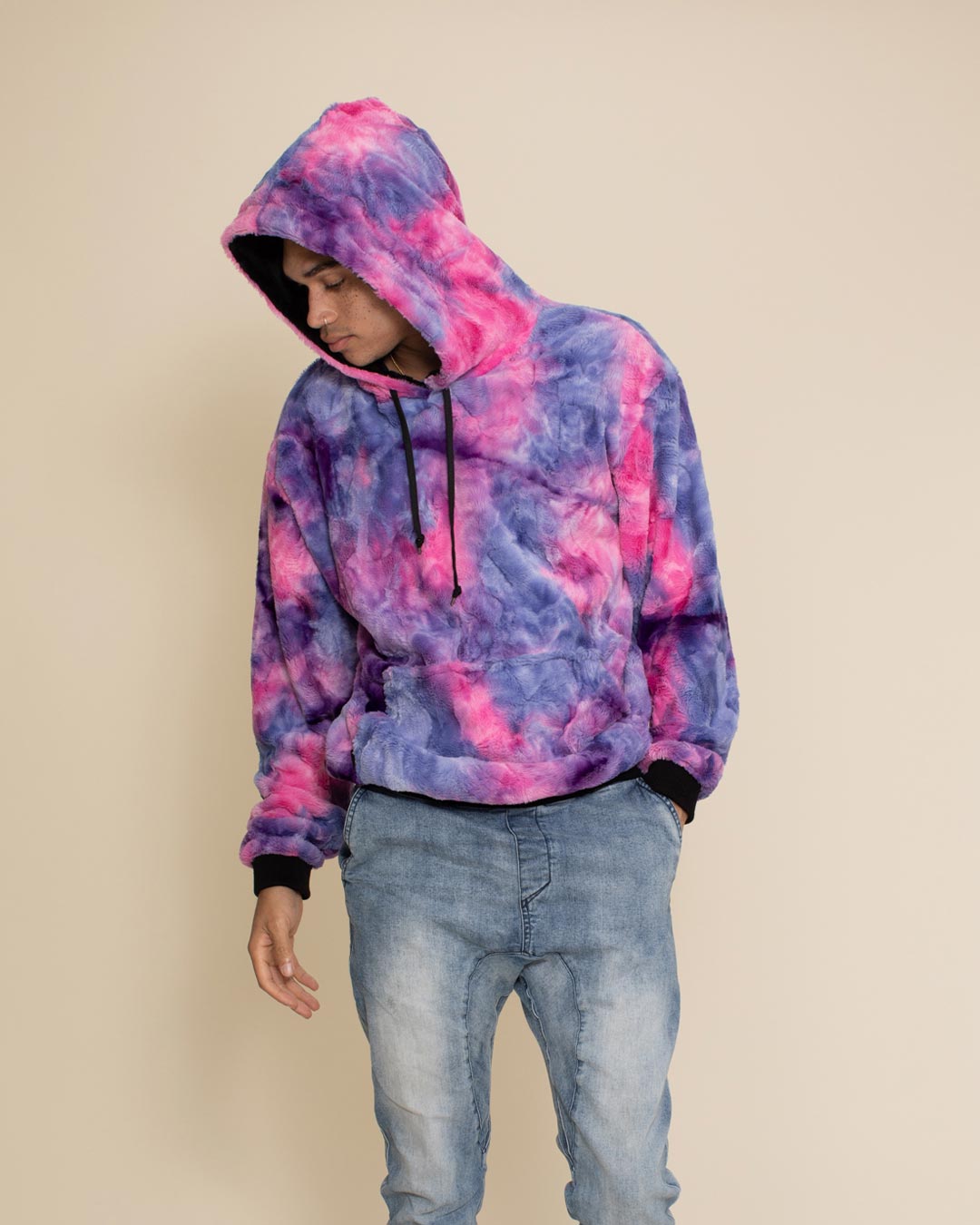 Men's Fur Hoodie | Tie-Dye Cotton Candy Cat