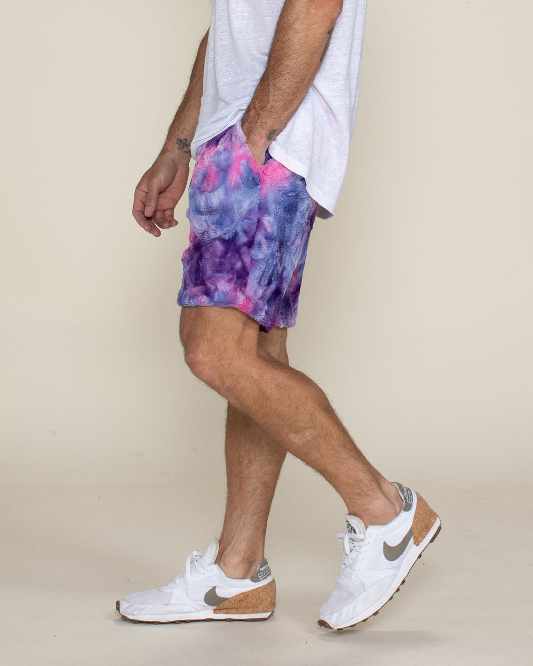 Cotton Candy Cat Ultra Soft Faux Fur Sweat Shorts | Men's