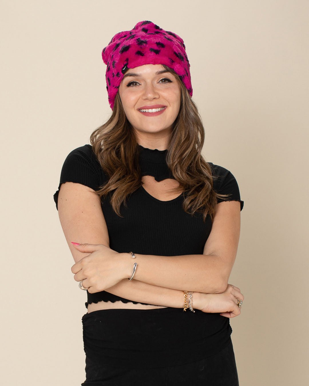 Pink Cheetah Faux Fur Beanie | Women&#39;s