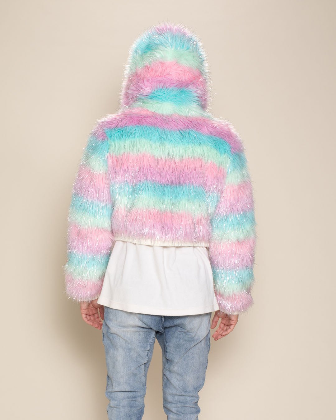 Hooded Men's Cropped Faux Fur Jacket | Doll Party