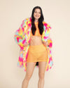 Hooded Women's Faux Fur Coat | Neon Calico Kitty