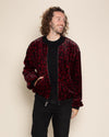 Burgundy Leopard Ultra Soft Faux Fur Bomber Jacket | Men's