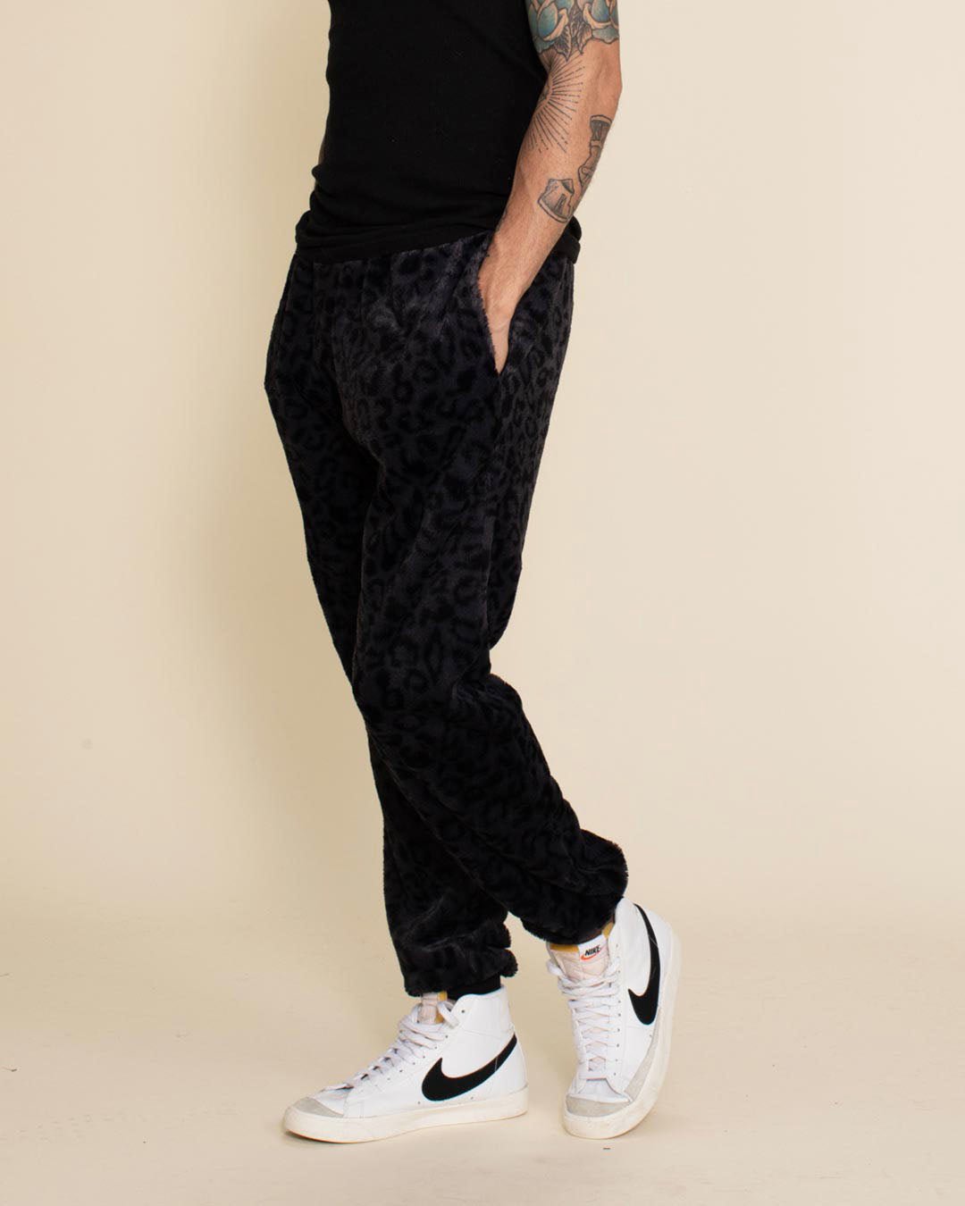 Men's Designer Sweatpants | Slate Black Leopard