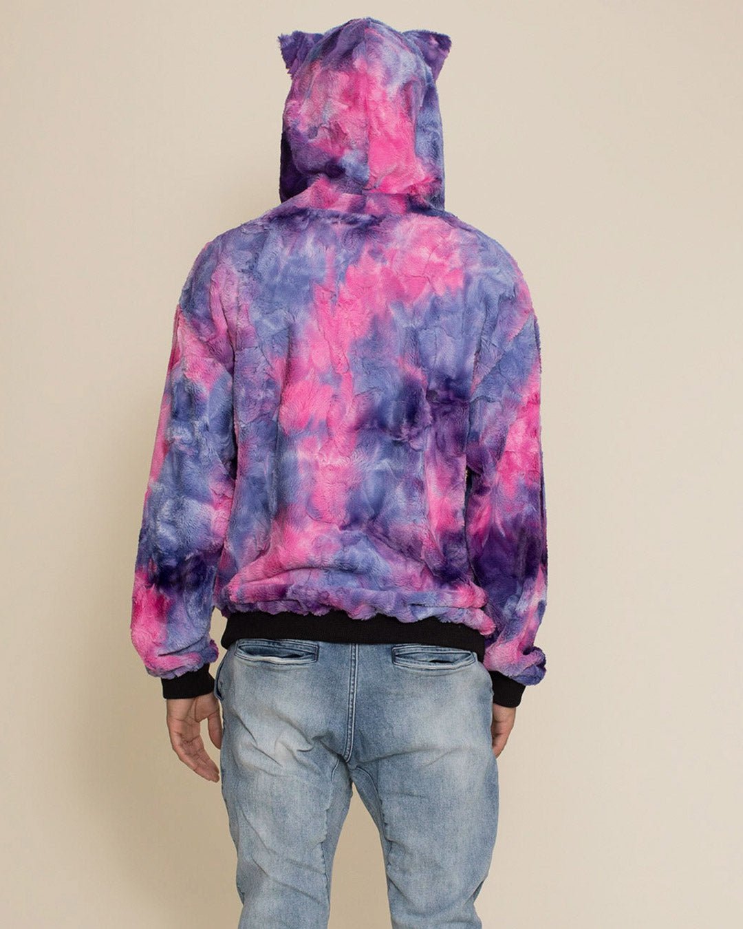 Classic Men's Fur Hoodie | Tie Dye Cotton Candy Cat