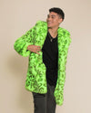 Classic Men's Faux Fur Coat | Neon Green Leopard